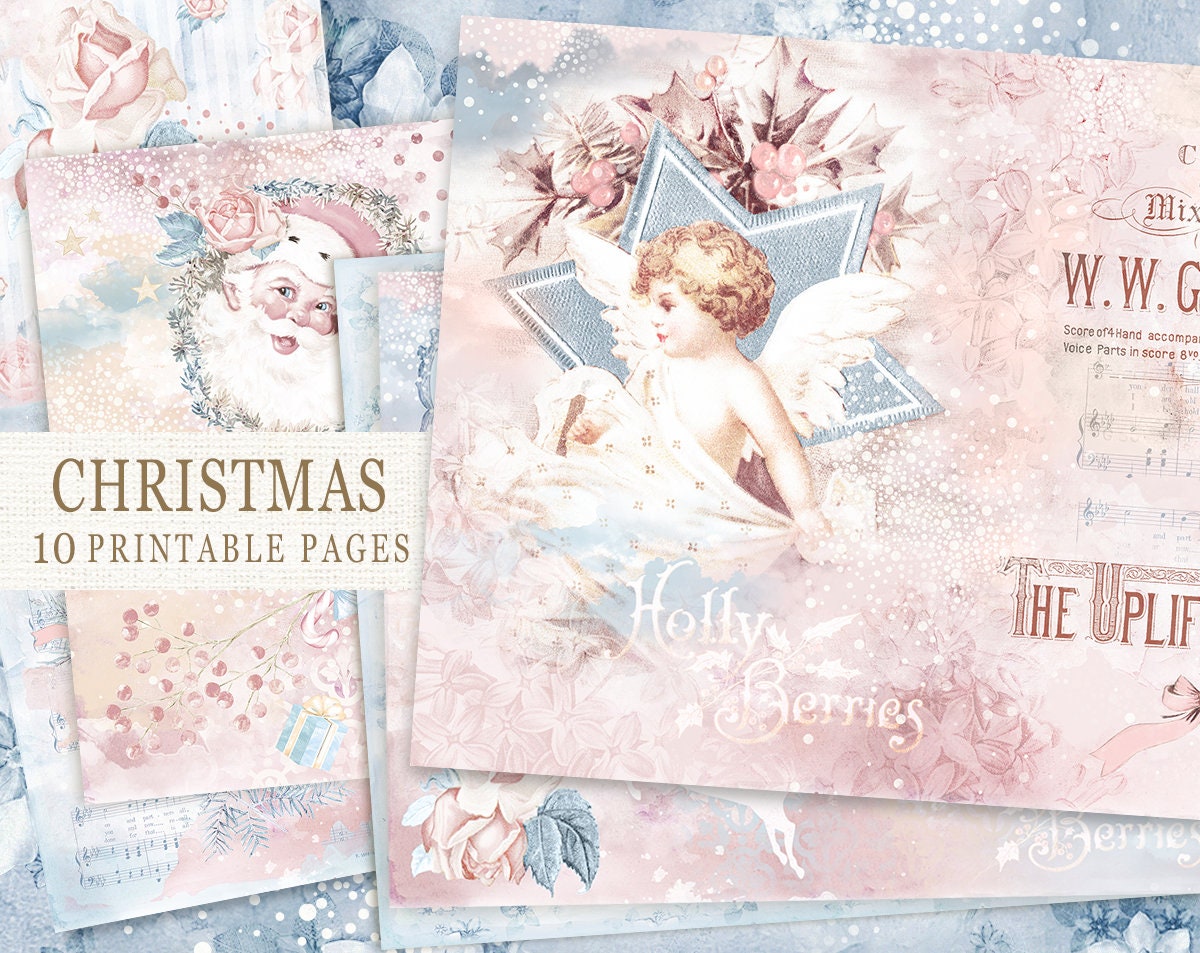 Junk Journal Christmas Printable Kit, Vintage Christmas Digital Paper ...