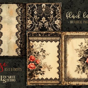 Dark Lace Junk Journal Printable Pages, Floral Lace Collage Sheets ...