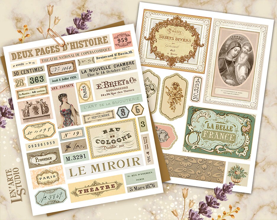 Vintage French Journal Ephemera, Junk Journal Papers, French Journal ...