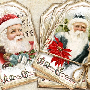 Etichette di Natale stampabili, effimeri vintage di Natale, etichetta di Babbo Natale vintage, etichetta del diario di Natale, etichette per le vacanze, etichetta regalo di Natale