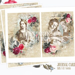 Religious Junk Journal Printable Cards, Holy Cards Virgin Mary ...