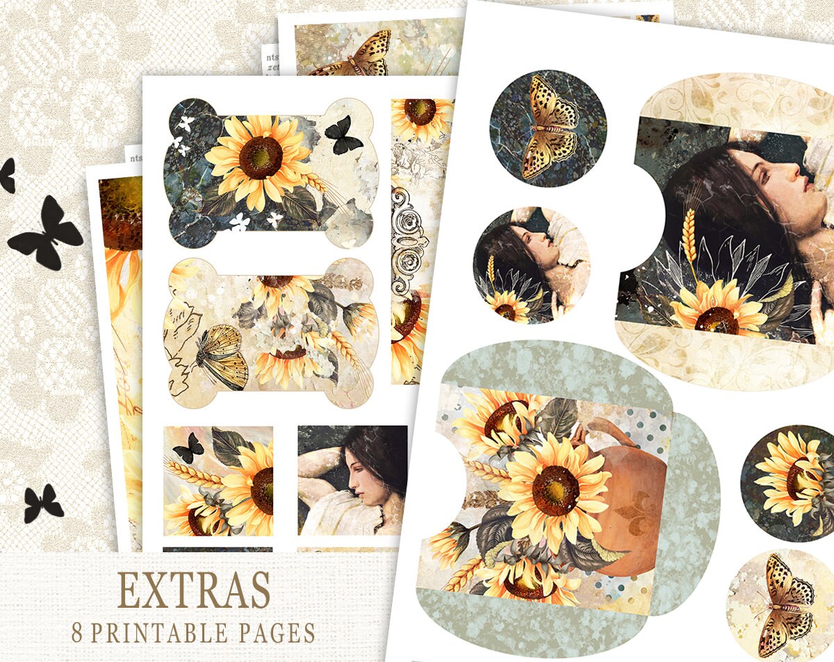 Buy Sunflowers Junk Journal Kit, Autumn Printable Papers,vintage Fall  Papers, Autumn Ephemera, Fall Paper Printable, Fall Ephemera,nostalgic Kit  Online in India - Etsy, image size:1200x953