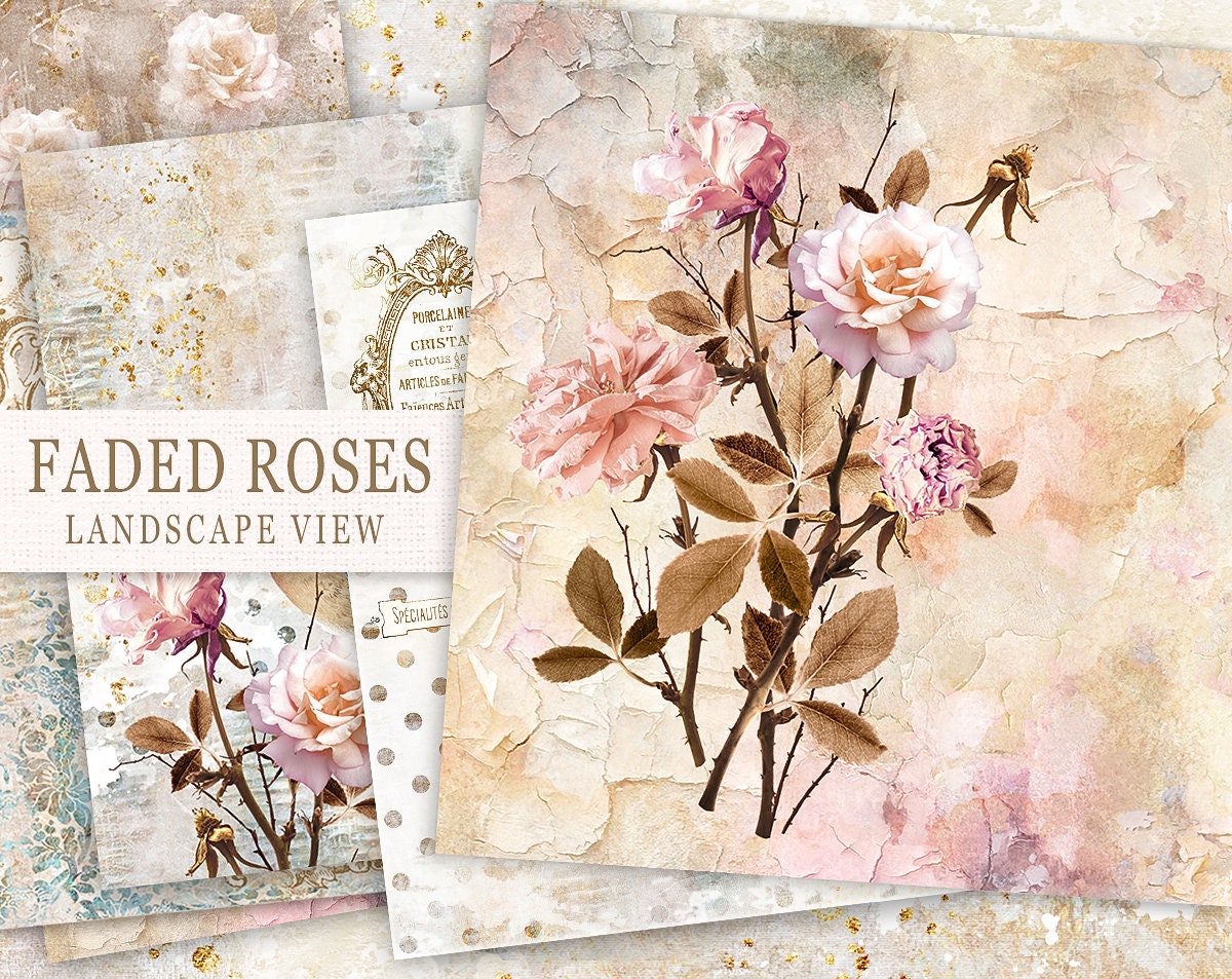 Junk Journal Kit, Faded Roses Collage Sheet, Vintage Roses Printable …