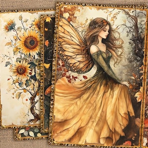 Pagine stampabili del diario autunnale Junk, kit del diario autunnale Junk, carta del diario autunnale Junk Fairy, foglio di collage digitale, kit digitale Fall Fairies