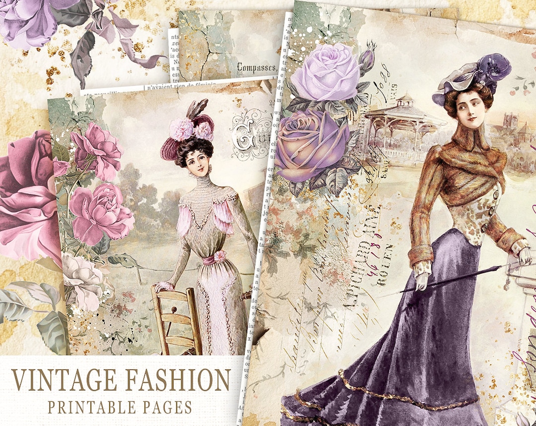 Victorian Ladies Junk Journal Pages, Vintage Victorian Lady Collage ...