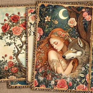 Pagine di diario spazzatura della foresta selvaggia, carte di diario spazzatura del bosco magico, carte della foresta autunnale incantata, animali del bosco, carte della foresta autunnale