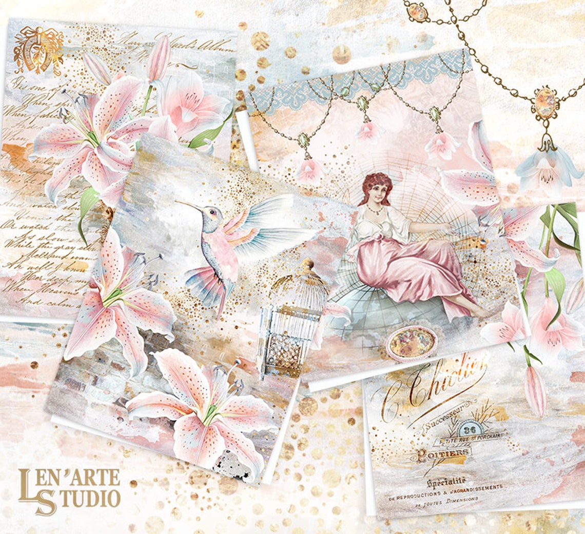 Junk Journal Printable Papers Orchid Digital Paper - Etsy