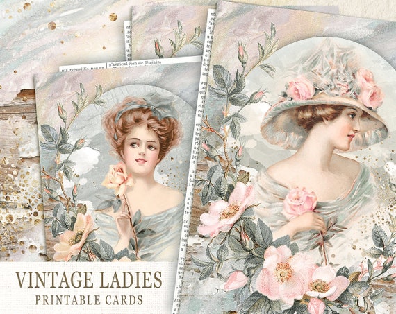 Vintage Victorian Ladies Collage Sheet, Vintage Woman Junk Journal