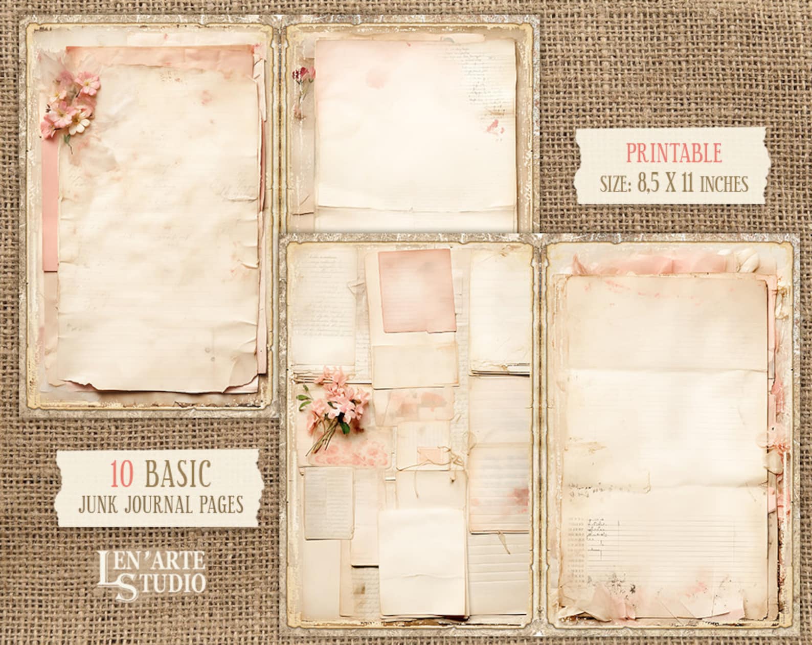 Blank Lined Journal Pages, Junk Journal Basic Papers, Printable Lined ...