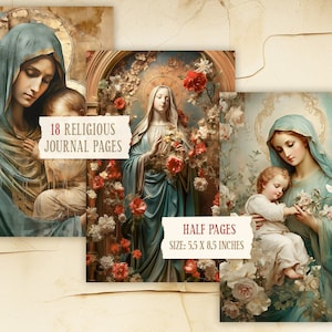 Religious Junk Journal Printable Paper, Virgin Mary Printables ...