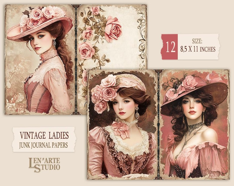 Victorian Ladies Junk Journal Pages, Vintage Woman Collage Sheet ...