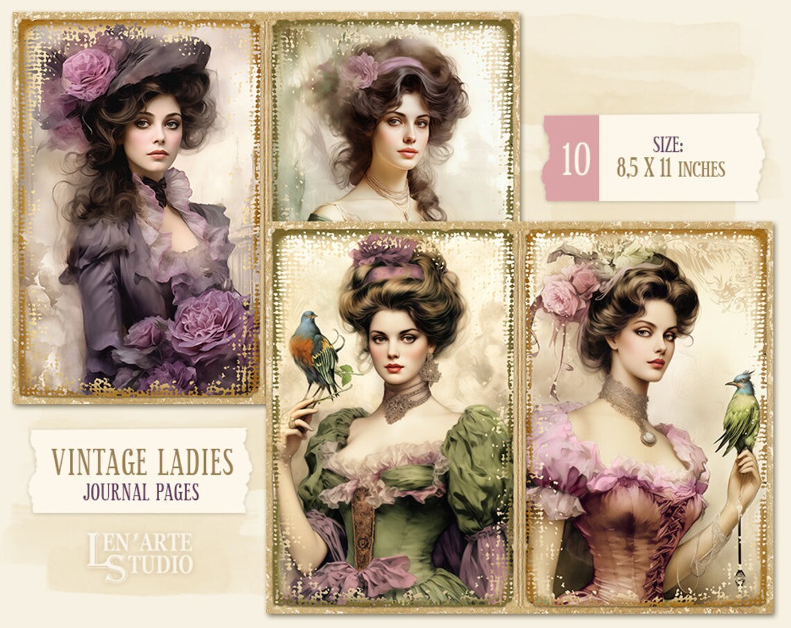 Victorian Ladies Junk Journal Pages, Vintage Woman Collage Sheet ...