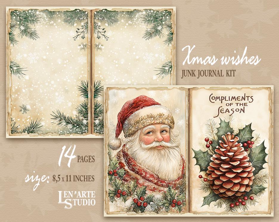 Classic Christmas Journal Pages, Vintage Christmas Digital Papers ...