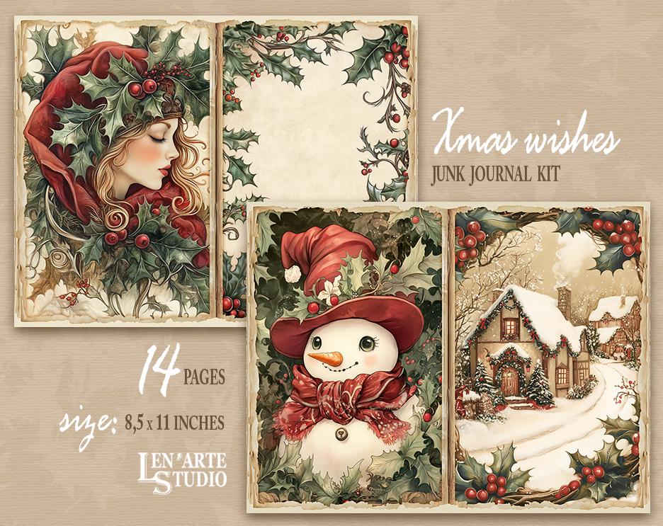 Classic Christmas Journal Pages, Vintage Christmas Digital Papers ...