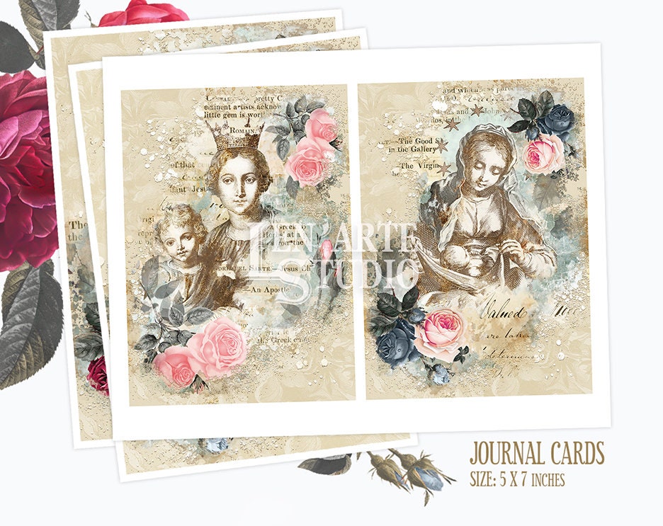 Religious Junk Journal Printable Cards Holy Cards Virgin - Etsy