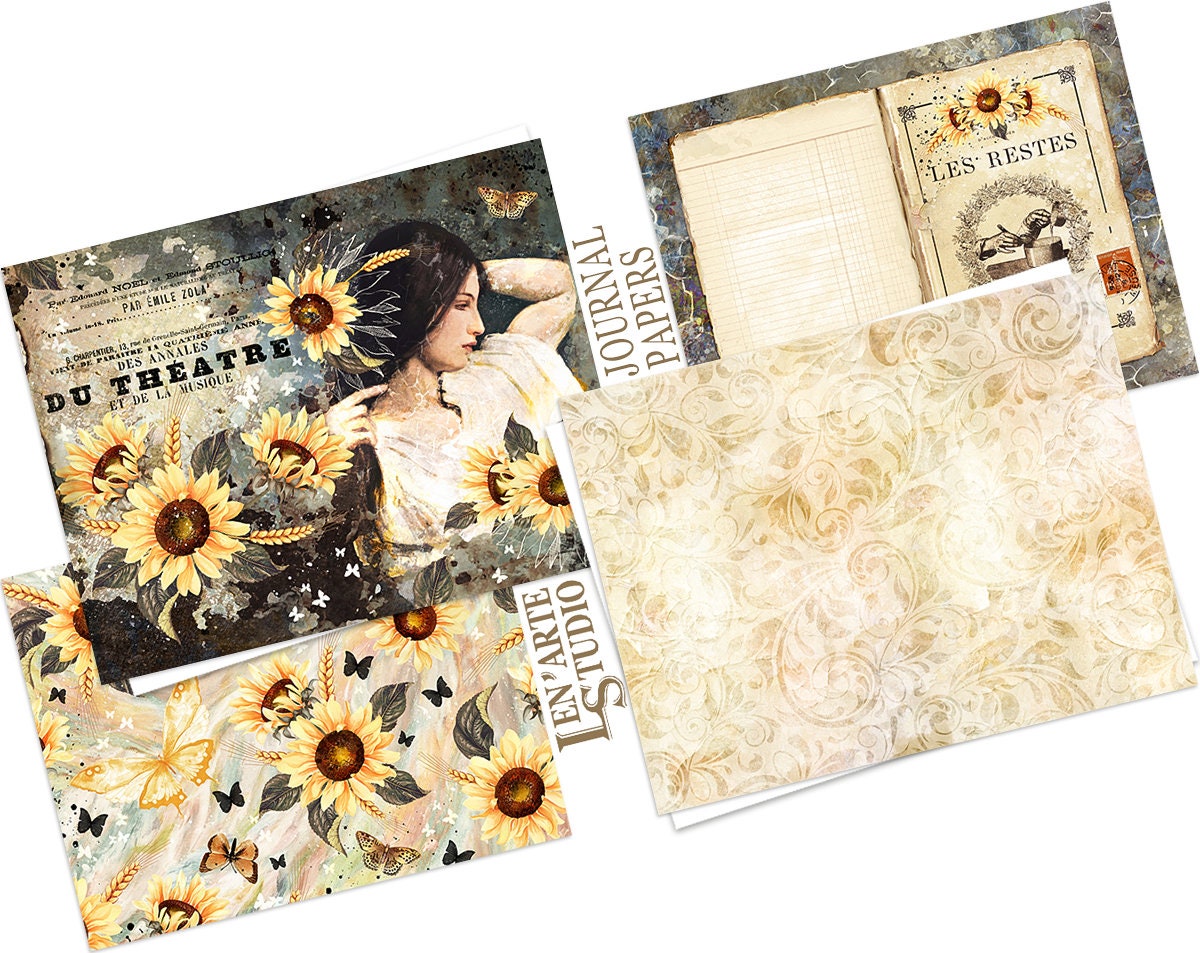Buy Sunflowers Junk Journal Kit, Autumn Printable Papers,vintage Fall  Papers, Autumn Ephemera, Fall Paper Printable, Fall Ephemera,nostalgic Kit  Online in India - Etsy, image size:1200x953