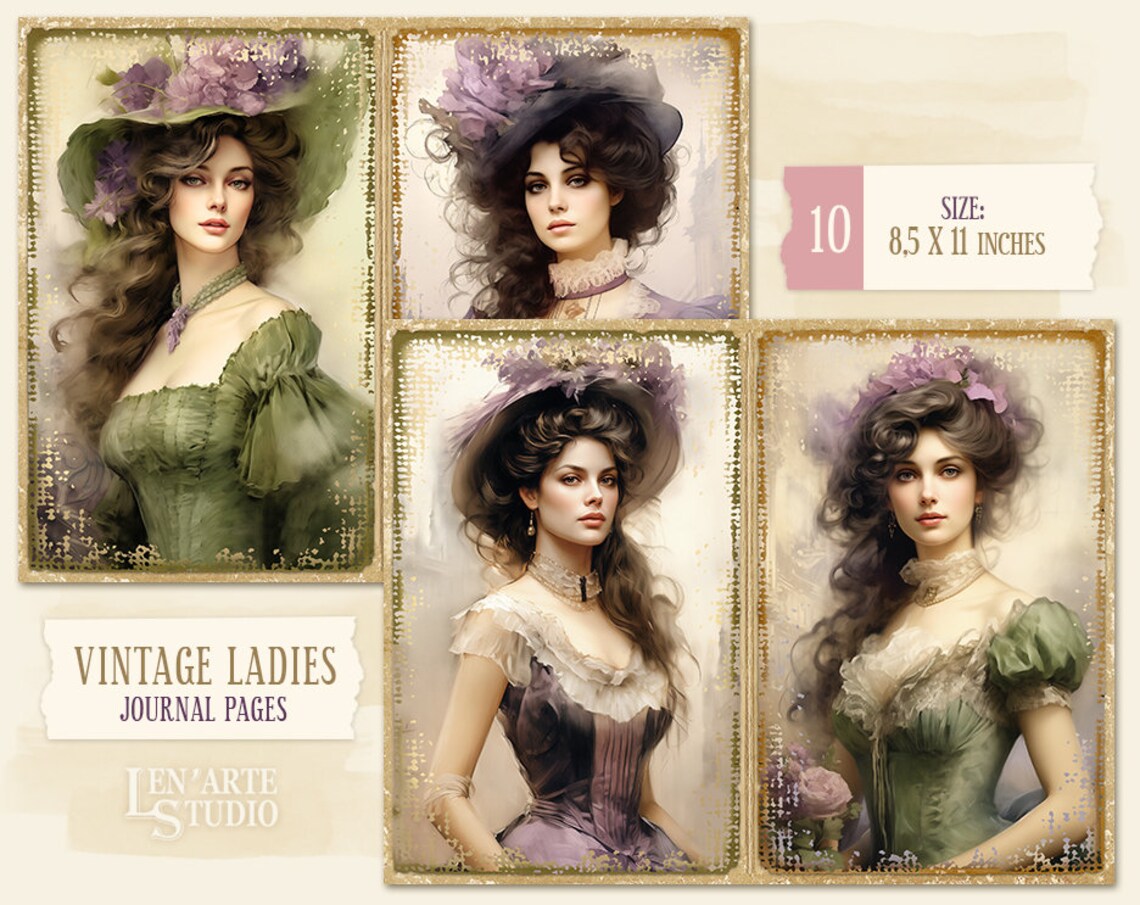 Victorian Ladies Junk Journal Pages, Vintage Woman Collage Sheet ...