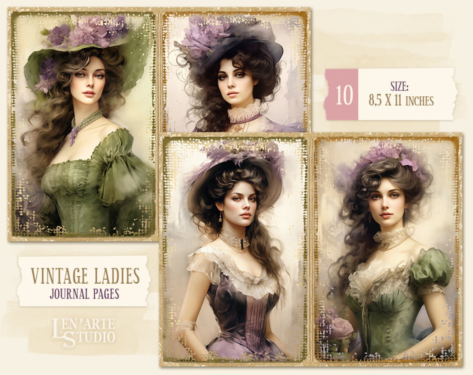 Victorian Ladies Junk Journal Pages, Vintage Woman Collage Sheet ...