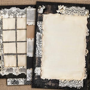 Páginas imprimibles de diario básico en blanco, hojas de collage de encaje, kit de diario de encaje gótico negro, papel de diario de encaje vintage, encaje oscuro imprimible