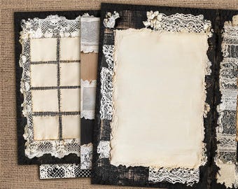 Blank Basic Junk Journal Printable Pages, Lace Collage Sheets, Black Gothic Lace Journal Kit,Vintage Lace Journal Paper, Dark Lace Printable