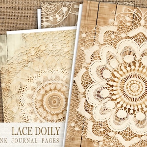 Vintage Lace Journal Papers, Printable Lace Doilies Pages, Paper Crafting, Digital Lace Collage Papers, Lace Doily Embellishment,Card Making