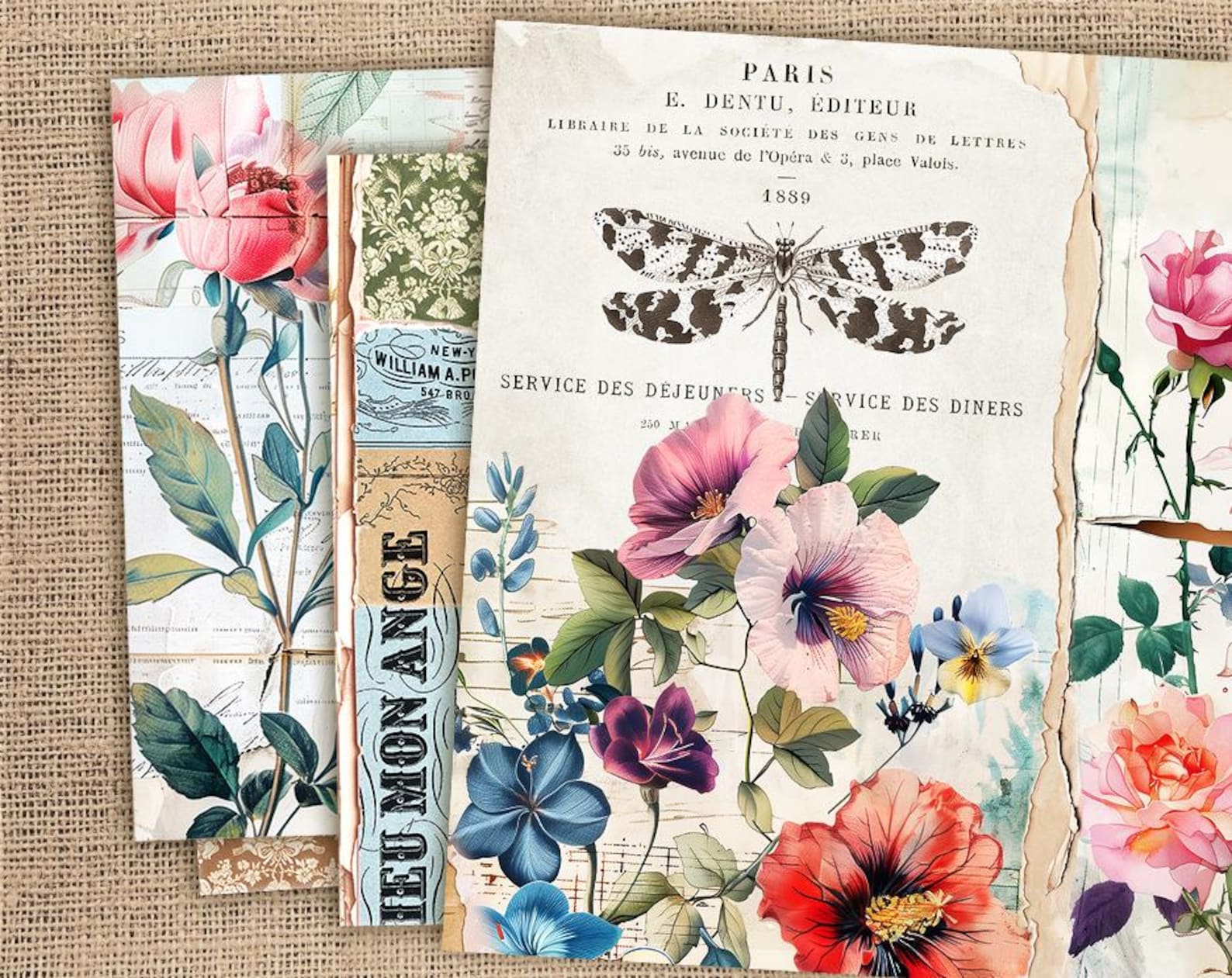 Floral Junk Journal Vintage Pages, Botanical Journal Kit, Printable ...