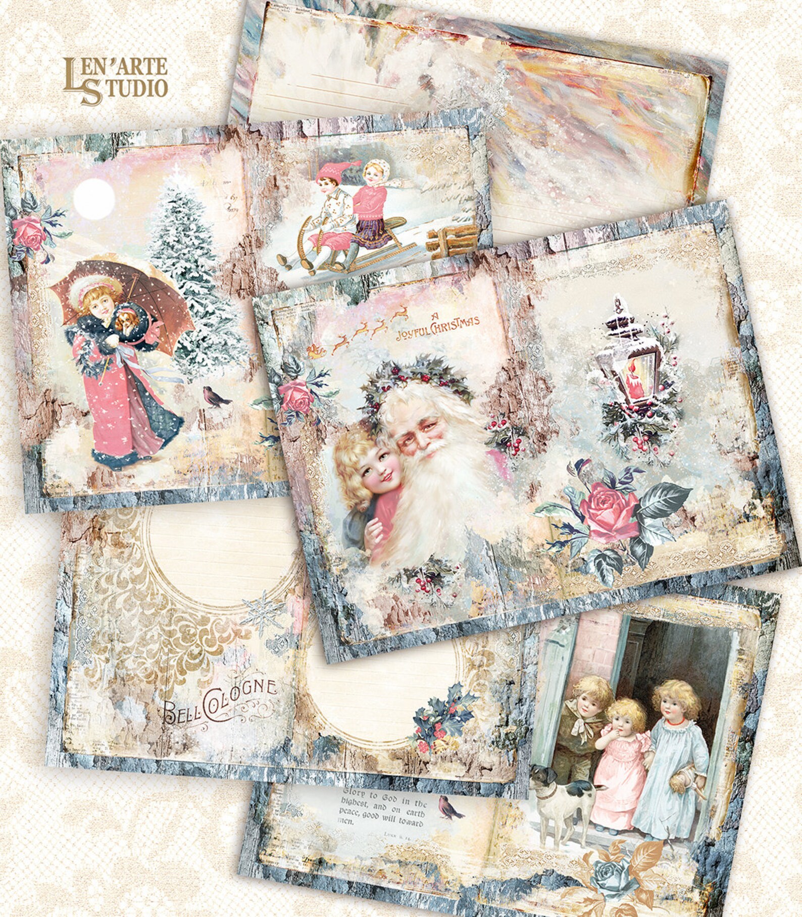 Digital Christmas Junk Journal Printable Kit, Vintage Christmas Paper ...