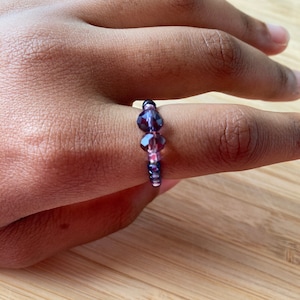 Handmade Stackable Rings Purple Beaded Glass Rings Women&#39;s Jewelry Dainty Minimalist Ring Simple Ring Luxury Elegant Ring Gift For Her