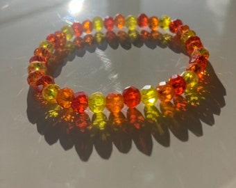 Red-Orange-Yellow Taurus Bracelet Elastic Shiny Wrist band Dainty Spiritual Armlet Therapeutic Minimalist Jewelry Fiery Good Luck Charm