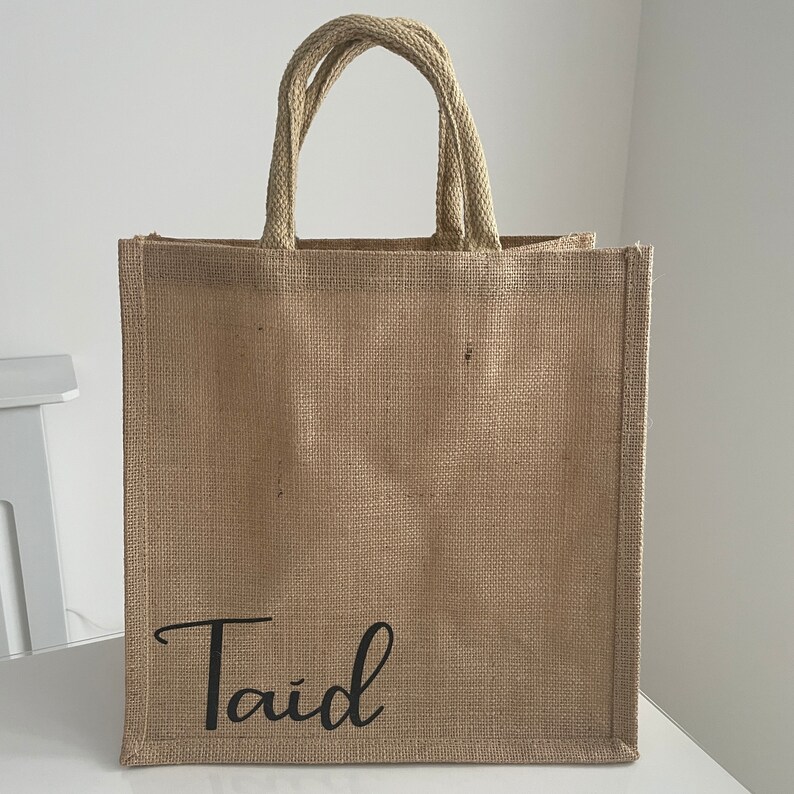 Small/medium/large Personalised Jute Hessian Burlap Tote Bag Etsy