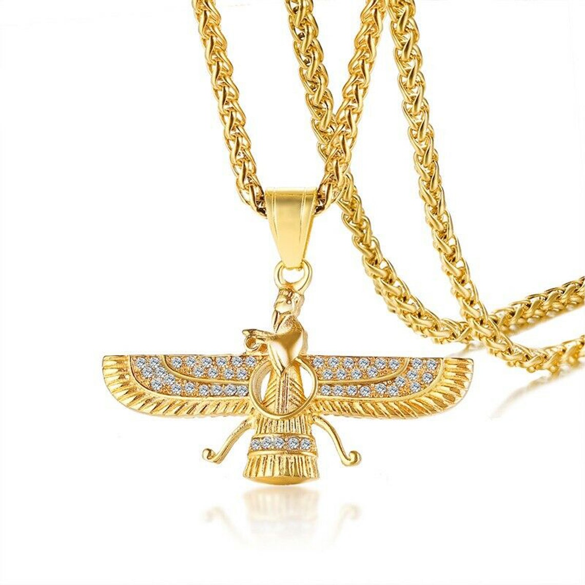 Gold Farvahar Necklace Ahura Mazda Zoroastrian Faravahar Etsy