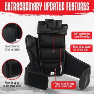 Puede incluir: Guantes de entrenamiento negros con acolchado adicional y una correa de velcro. Los guantes tienen un forro de espuma para mayor comodidad y una correa adicional para un agarre firme. Los guantes est&aacute;n dise&ntilde;ados para boxeo, artes marciales y otros deportes de combate.