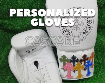 Guantes de boxeo de piel de vaca personalizados: con cordones para entrenamiento de sparring