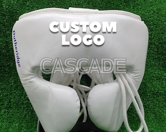 Casco de boxeo de piel de vaca personalizado: logotipo personalizado, hecho a medida.