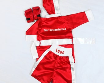 Kinder Boxen Robe Set Personalisiert für Tiny Champs Benutzerdefinierte Name Boxen Robe Shorts Babyhandschuhe