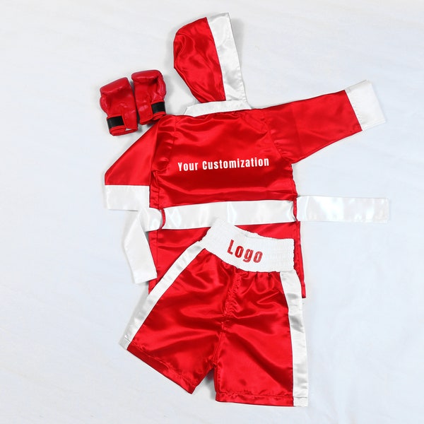Kids Boxing Robe Set Personalized for Tiny Champions Custom Name Boxing Robe Shorts Baby Gloves