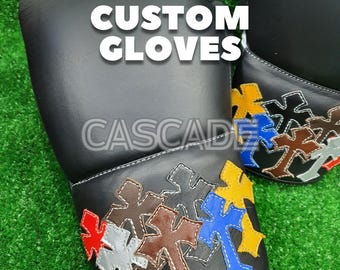 Guantes de boxeo personalizados de cuero de vaca para entrenamiento con cordones: para adultos.