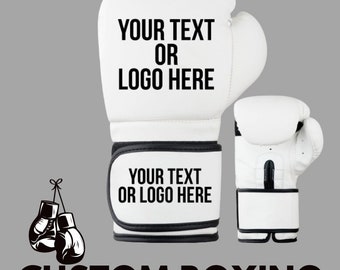 Guantes de boxeo Logotipo personalizado Guantes de boxeo personalizados para adultos y jóvenes Nombre bordado en la muñeca y logotipo en el puño