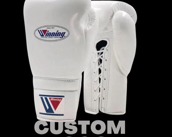 Gants de boxe en cuir véritable avec logo personnalisé Gants de boxe gagnants à lacets personnalisés pour adulte