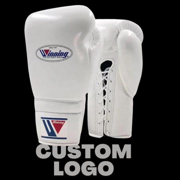 Gants de boxe en cuir véritable avec logo personnalisé Gants de boxe gagnants à lacets personnalisés pour adulte
