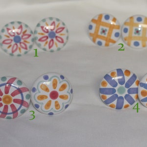 Sets of 2 Porcelain Knobs, Hand Painted