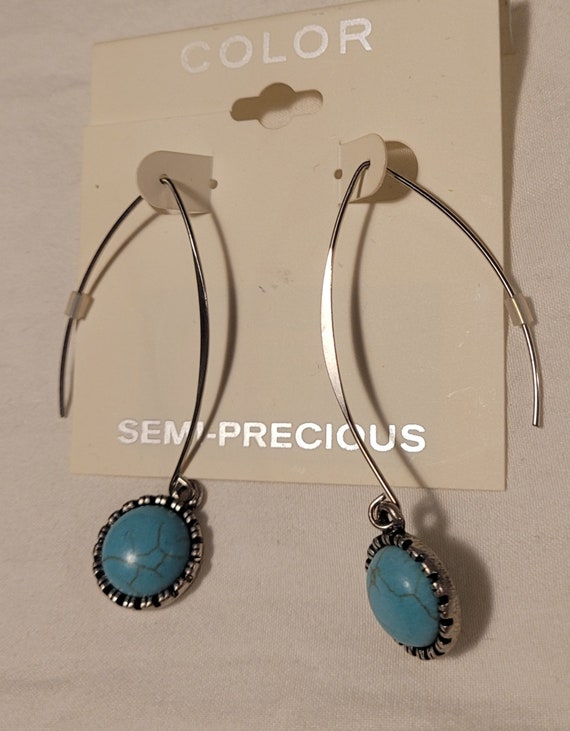 2 prs "turquoise" pierced earrings - image 2