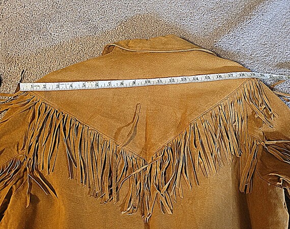 Vintage Leather coat with fringe and embroidery - image 7
