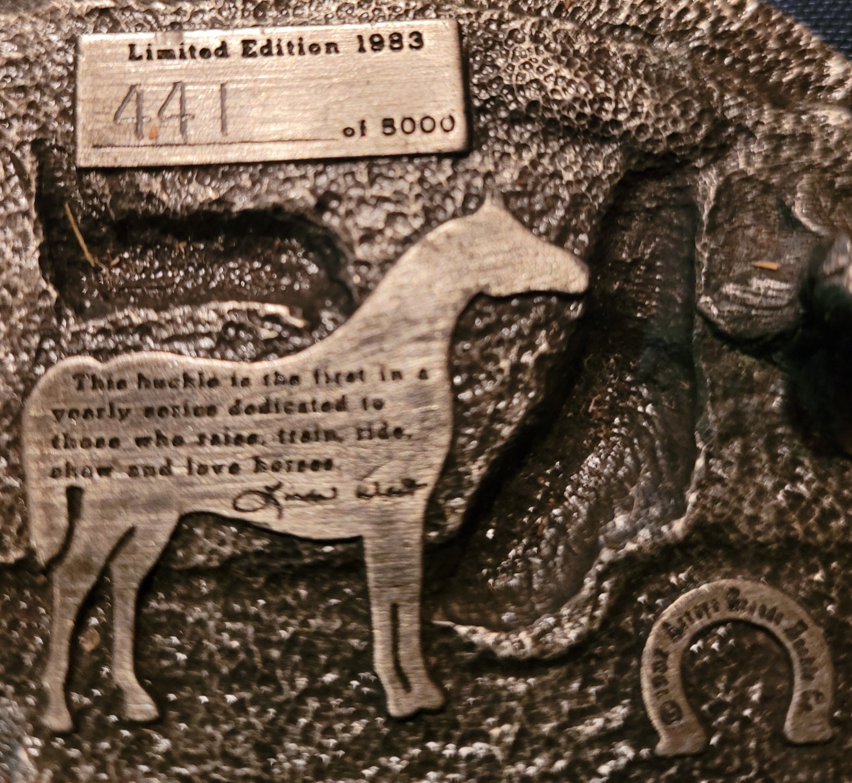 Vintage American Horse & Rider Commemorative Belt Buckle  display picture 3