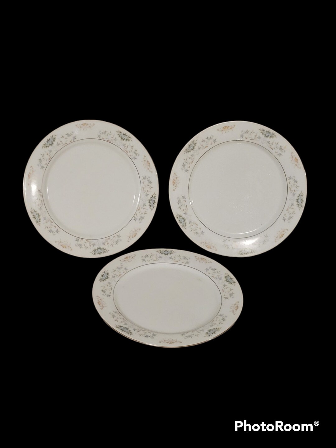 Vintage Dynasty Fine China Salad Plates 3 Blue Floral Etsy
