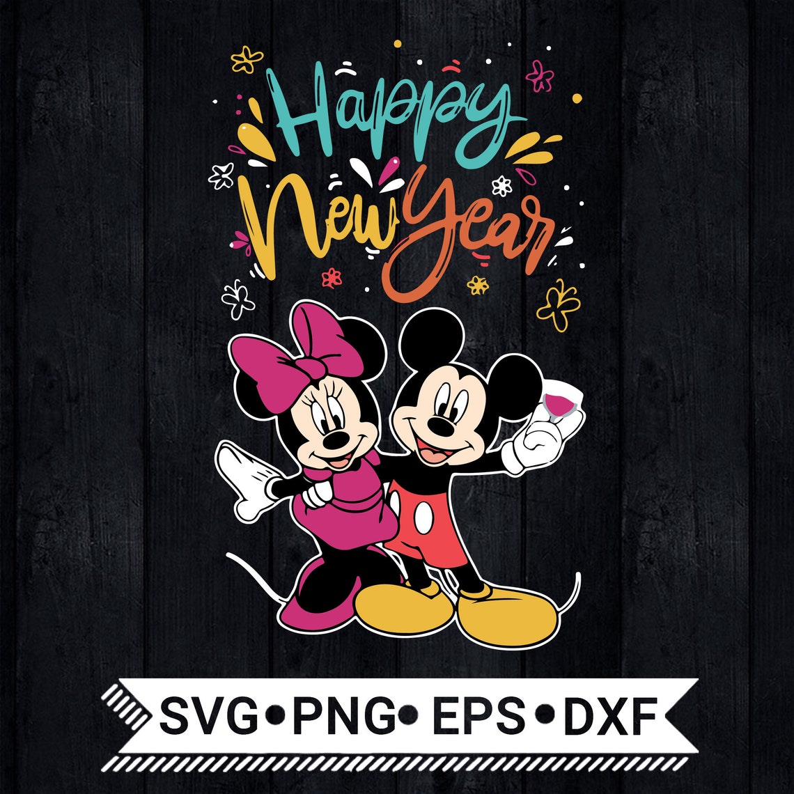 Disney Happy New Year SVG /Mickey Love Hug Minnie Svg / Mickey Etsy