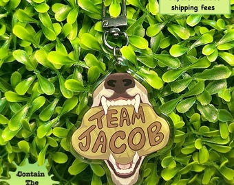 Portachiavi in acrilico a doppia faccia con lupo Team Jacob