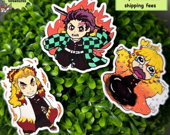 Pegatinas impermeables de 7,6 cm inspiradas en Demon Slayer