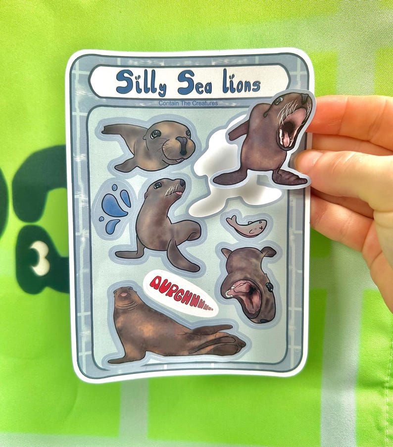 Sea Lion bundle deal: Sticker sheet, sticker and keychain image 5