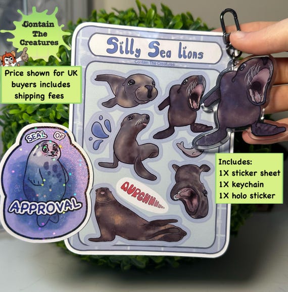 Sea Lion bundle deal: Sticker sheet, sticker and keychain